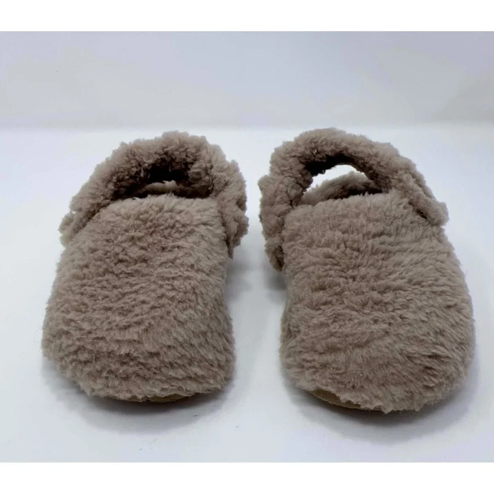 Crocs Cozy Faux Fur Slippers Toddler C9 Beige Plush House Shoes Style 210857